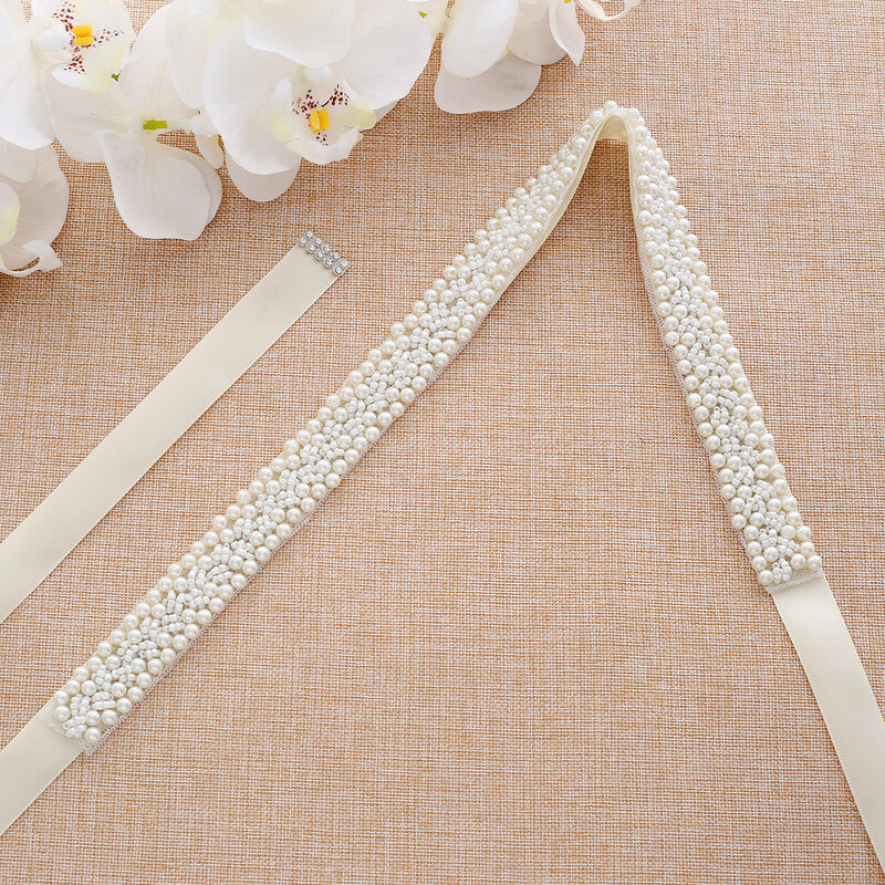 SESTHFAR-cinturones de boda con perlas hechos a mano, cinturones nupciales con cuentas de perlas a la moda, accesorios de boda