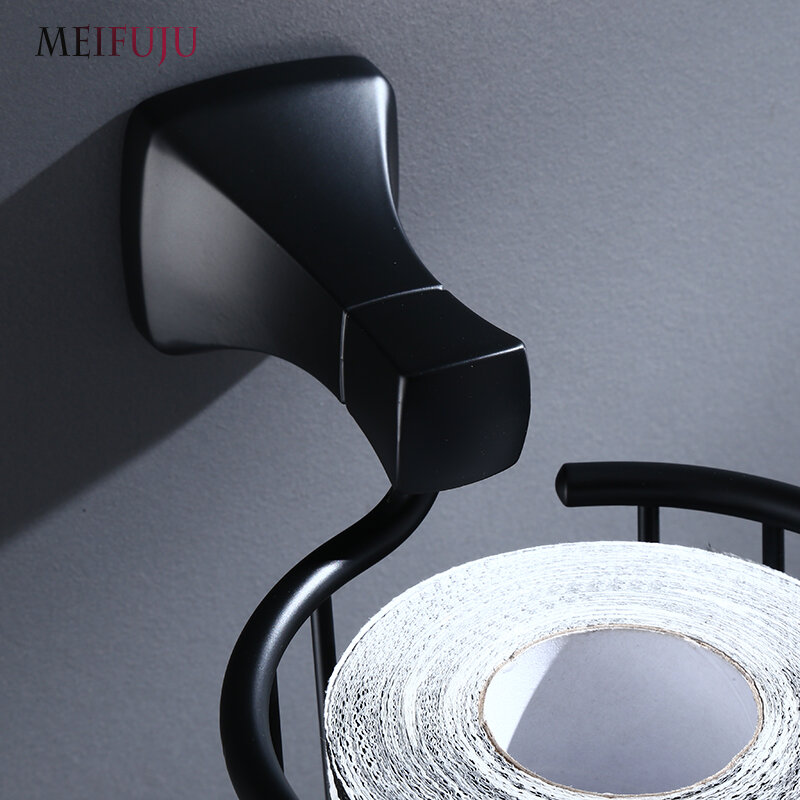 Suporte de papel higienico redondo para parede, suporte preto para rolo de papel higiênico acessórios para banheiro