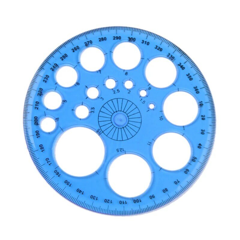 Régua circular de plástico, régua circular de 360 graus para estudantes e escola, presente para escola e escritório, 1 peça