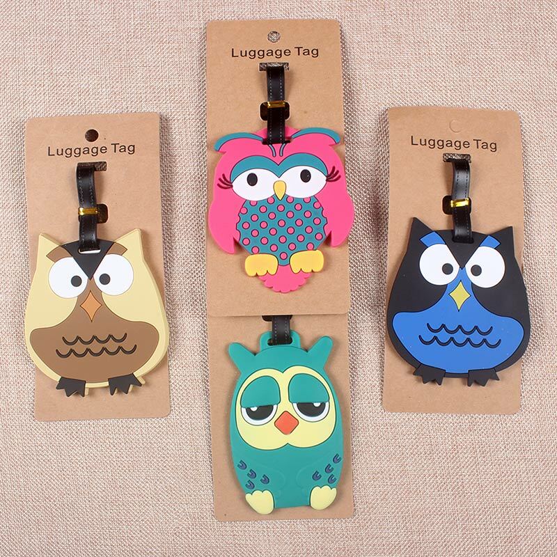 Reizen Accessoires Creatieve Bagagelabel Cartoon Uil Silicagel Koffer Id Addres Houder Bagage Boarding Tags Draagbare Label