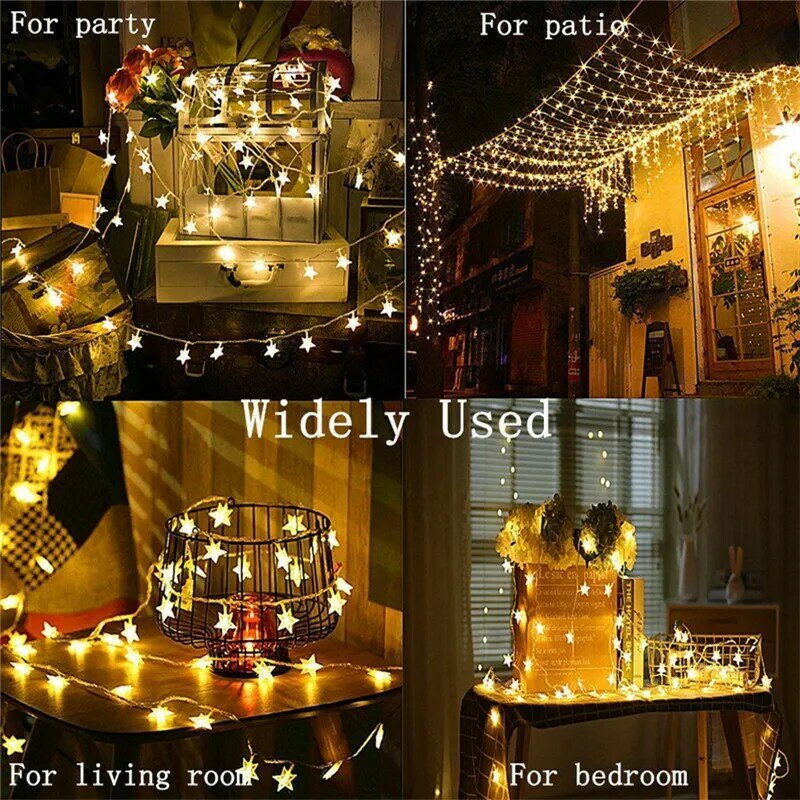 New Year 3M 6M 10M LED Star String Lights Fairy Garland Waterproof For Christmas Wedding Home Decoration Battery Powered