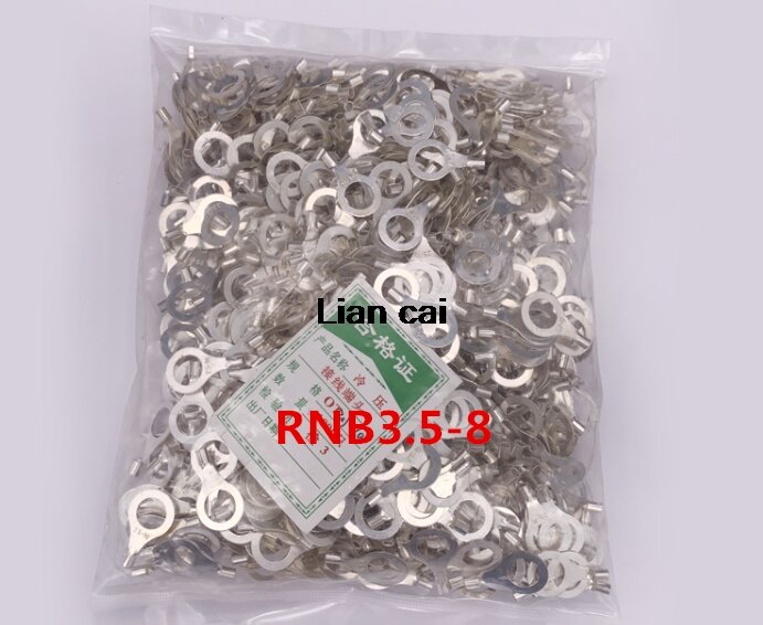 100PCS RNB3.5-8 Non-insulated ring terminal electrical wire crimp naked connector AWG 14-12