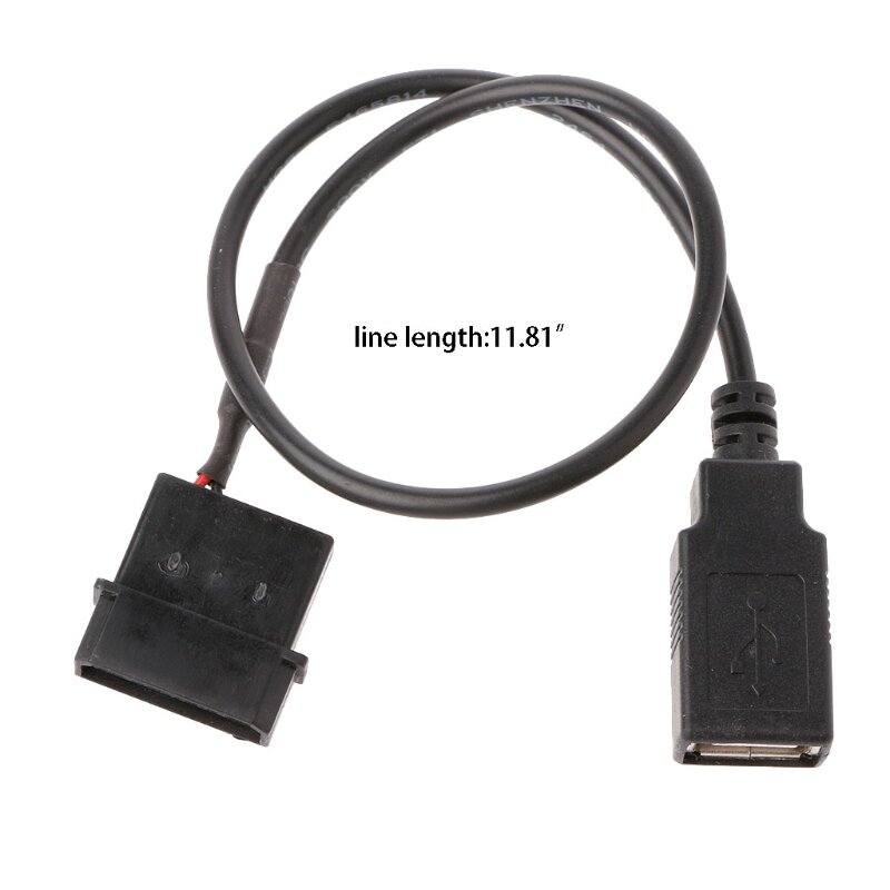 Cable adaptador de corriente interno de PC, 5V, 2 pines, IDE Molex A USB 2,0, tipo A, hembra, 30cm