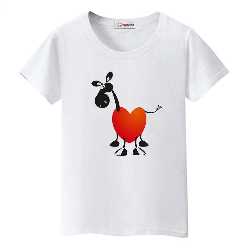 BGtomato креативный дизайн, Милая футболка с маленькой лошадкой, горячая Распродажа, хорошего качества, повседневные топы, милая лошадь, Милая футболка для женщин