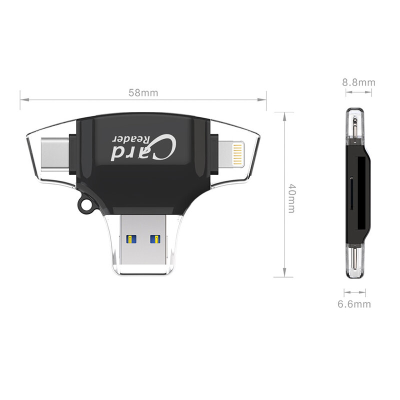 4 in 1 Tipo C Micro lettore di Schede SD usb tipo-c OTG USB di Memoria Flash gadget Per iPhone iPad MacBook Adattatore SD Reader fulmine