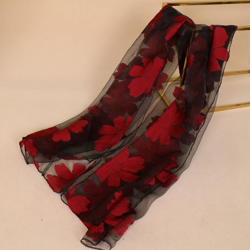 Newly Design Fashion Red Flowers Scarf Print Long Scarves Flower Beach Wrap Ladies Stole Shawl 180*70cm