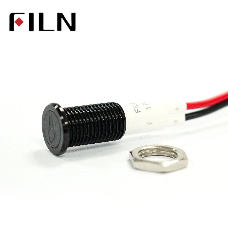 FILN-Lámpara LED impermeable para salpicadero de coche y barco, luces de señal de advertencia, luz de piloto, 12V, 10mm