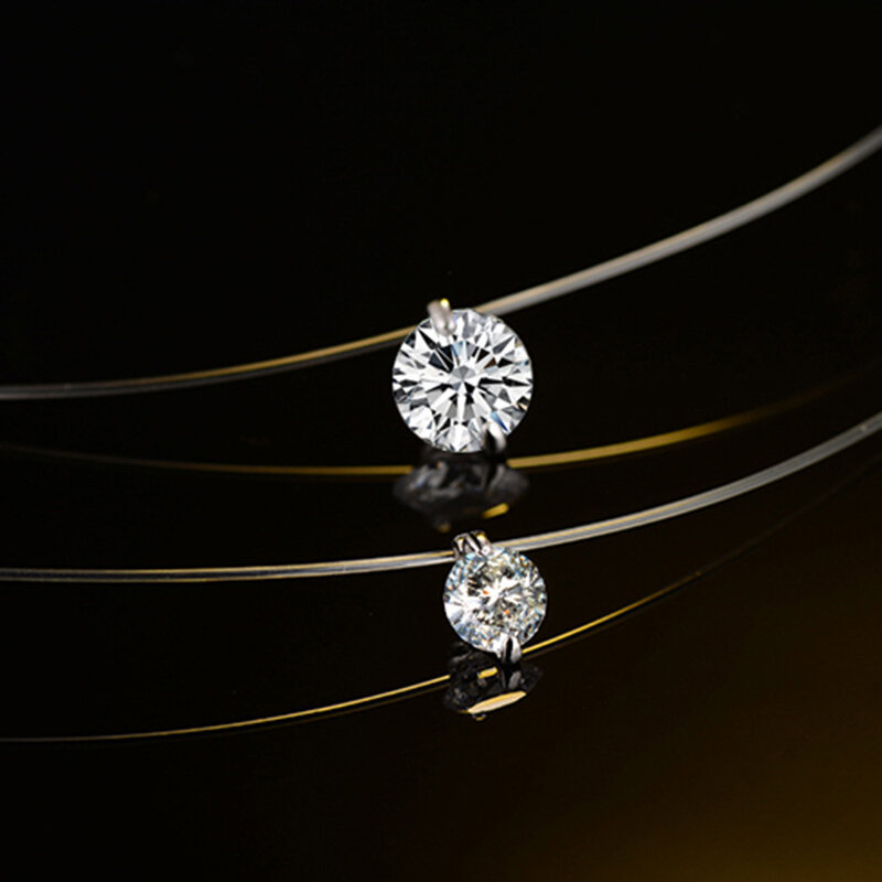 925 sterling silverdazzling zircon colar invisível transparente linha de pesca pingente gargantilhas colar jóias para mulher