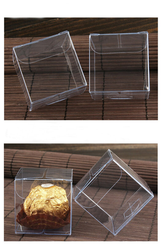 50Pcs 4*4*4Cm Tahan Air Transparan PVC Kotak Kemasan Kecil Plastik Bening Kotak Penyimpanan untuk Makanan/Perhiasan/Permen//Kosmetik