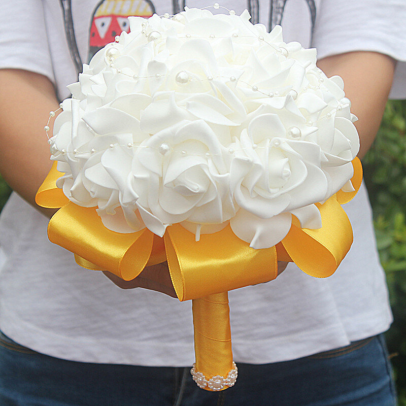 Ramo de flores de espuma de PE para dama de honor, cinta de boda falsa, personalizada, barata