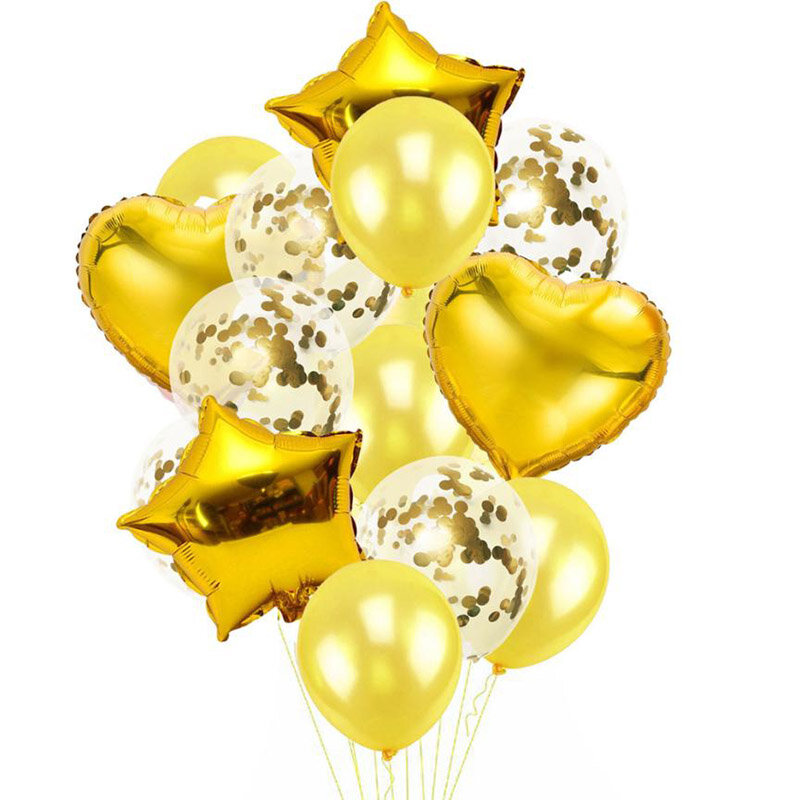 14 個マルチ紙吹雪バルーンハッピーバースデーパーティーローズゴールドヘリウムバルーン空気ボール装飾結婚式フェスティバルパーティー用品