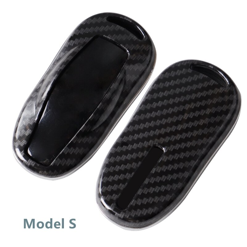 Car Styling Car ABS Carbon Fiber Key Cover Case Shell Chain For Tesla Model S Model X Model 3 Key Holder Protector Accessories