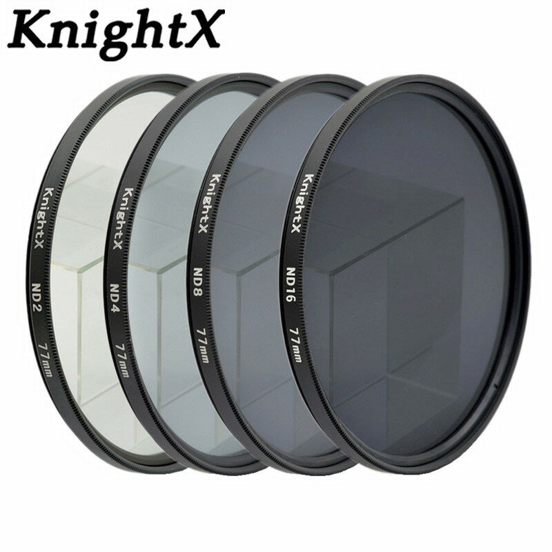 KnightX-filtro ND2 ND4 ND8 ND16 ND para Nikon D3100 D3200 D5200 D7100, Canon 1100d 1200D 49mm 52mm 55mm 58mm 62mm 67mm 72 77mm