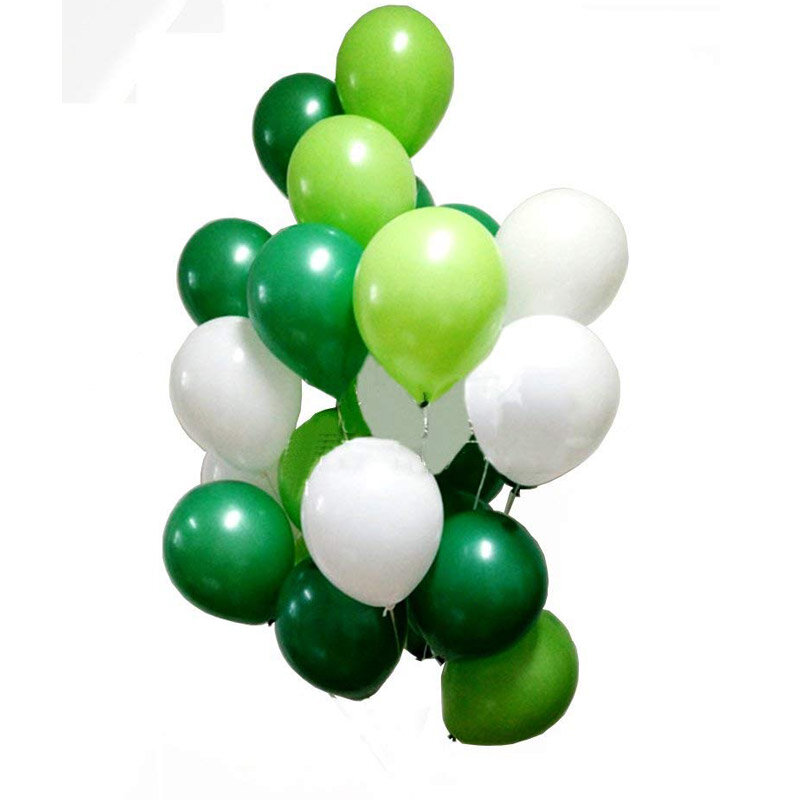 30pcs 10 Inch Mix Latex Balloons Dark Green And White Balloons For Dinosaur Party Kids Birthday Party Decorations Christmas Deco
