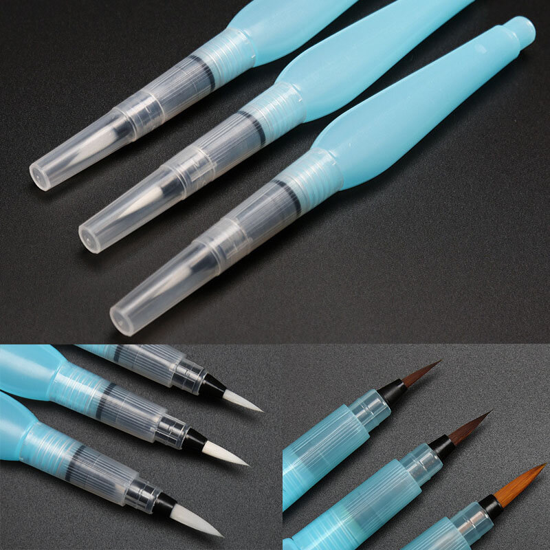 1 conjunto de caneta de pintura e desenho com tinta, 3 pçs, recarregável, para escritório, arte, caligrafia, desenho