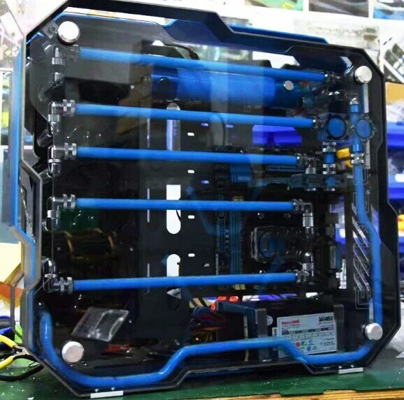 Funda de refrigeración por agua de vidrio templado doble de aleación de aluminio para ordenador PC