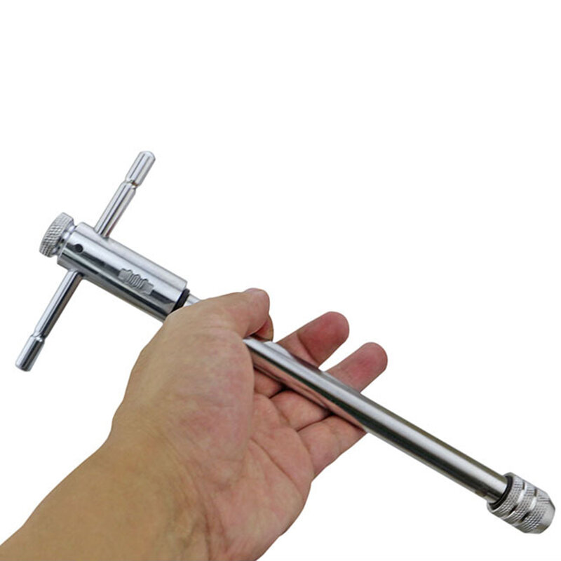 Adjustable M3-8 M5-12  T-Handle Ratchet Tap Wrench with M3-M8 Machine Screw Thread Metric Plug Tap Machinist Tool