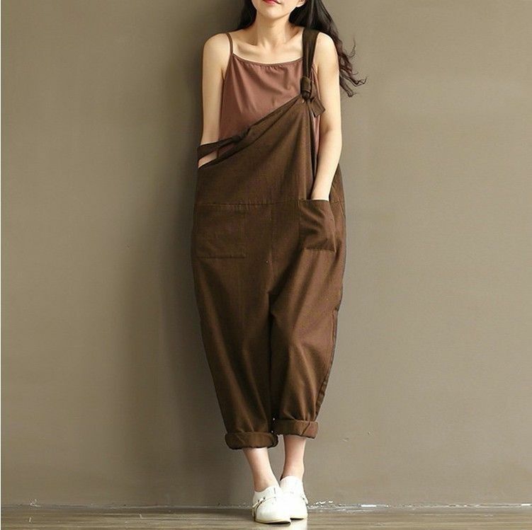 New Arrivals Women Loose Jumpsuit Strap Dungaree Harem Trousers Fashion Ladies Overall Pants Casual Playsuits Plus Size M-3XL