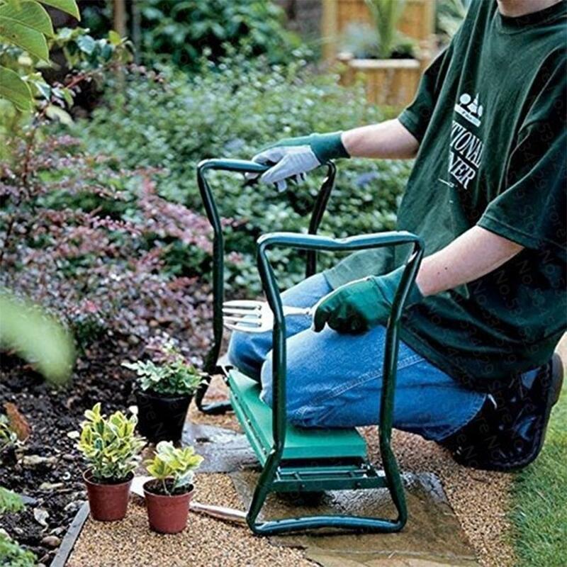 Arrodillador de jardín portátil con asas, taburete plegable de acero inoxidable, silla con almohadilla de EVA, suministro de herramientas de jardinería, nuevo