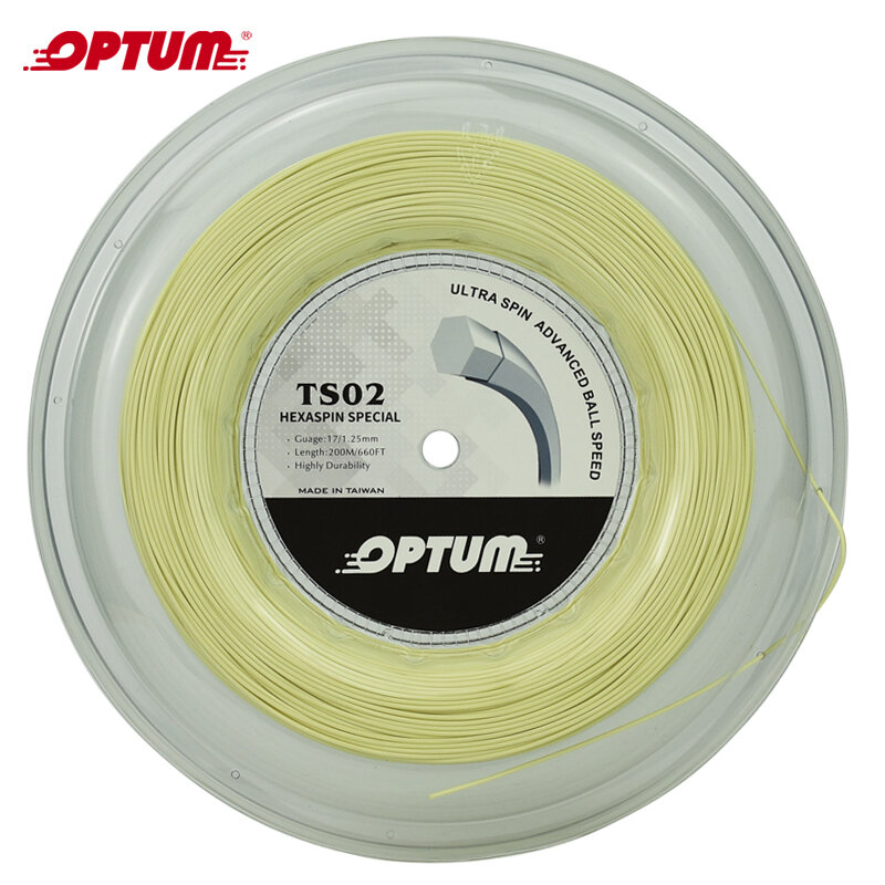 OPTUM-Cuerda de tenis Hexagonal de 1,25mm, raqueta de poliéster de giro superior, torsión duradera, para gimnasio, carrete de 200m