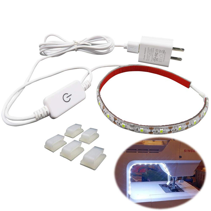 Tira de luces led para máquina de coser, kit de 30 luces led brillantes de 50cm con atenuador táctil y fuente de alimentación USB, resistente al agua IP65