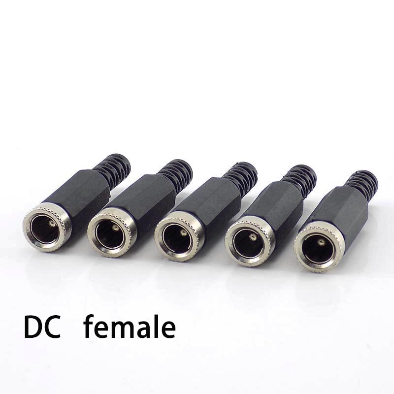 DC Feminino e Masculino Plug Power, Jack Tomada Adaptador, Conectores Definidos para Projetos DIY, 5,5mm x 2,1mm, 5PCs, 10PCs