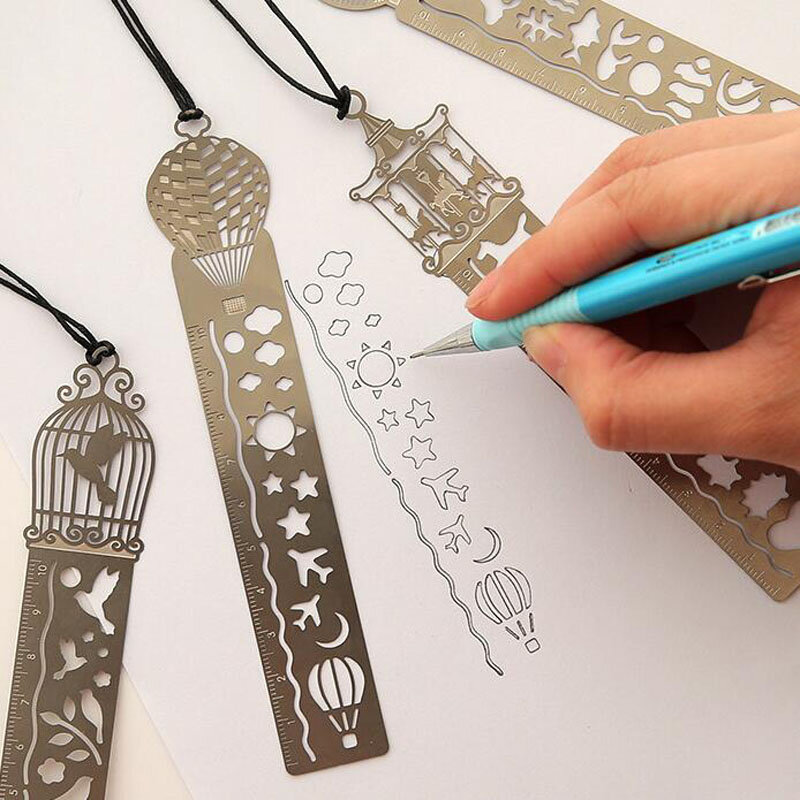 Nette Durchbrochene Exquisite Metall Lesezeichen Lineal Kawaii Zubehör Exquisite Malerei Icon Büro Schule Liefert Korea Schreibwaren