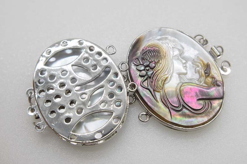 Kerang Laut Diukir Wanita Cantik Gesper Berlapis Magnet Perhiasan Gesper untuk Membuat Perhiasan 3String Grosir Kait FPPJ