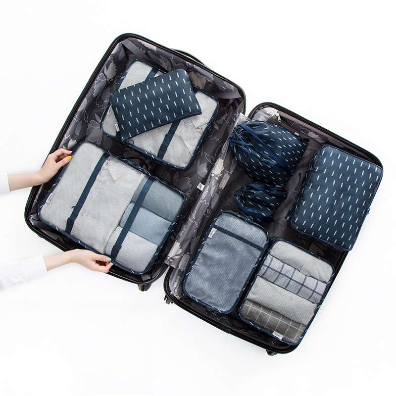 8 pcs/lot hommes et femmes voyage Luggae valise marée emballage organisateur bonne qualité voyage accessoires sacs