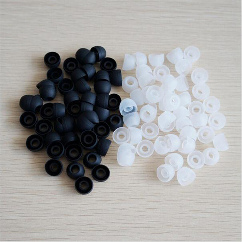 Tiras de substituição de silicone para fones de ouvido, 20 peças, preta, transparente