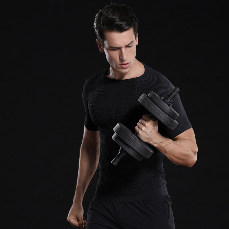 Men Slimming Tummy Control Shaper Fat Burning Posture Corrector Bodybuilding Shaperwear Seamless Breathable Tight Male Tops