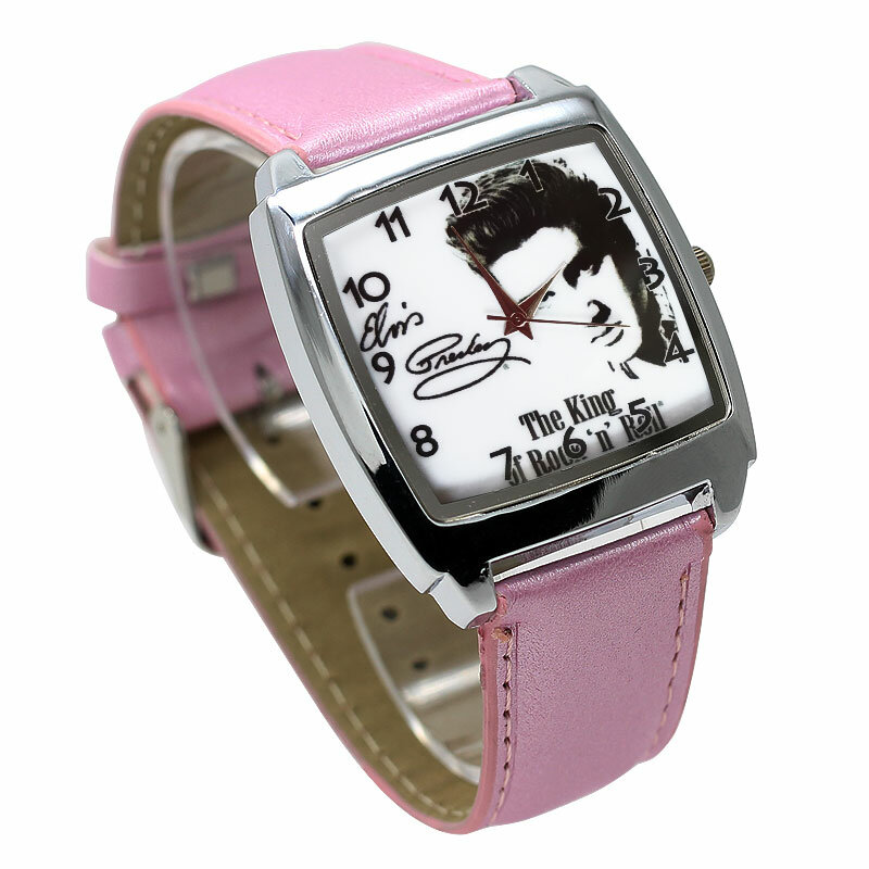 3D漫画の猫のクォーツ時計,革,ユニークな大型時計,男の子の動き,ピンク