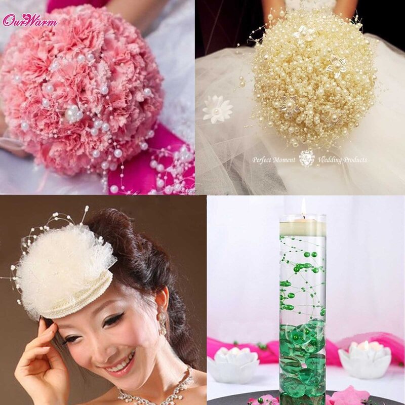 5 metrów żyłka sztuczne perły girlanda w formie łańcucha korali kwiaty dekoracje ślubne Event Party Supplies beżowy/biały/różowy