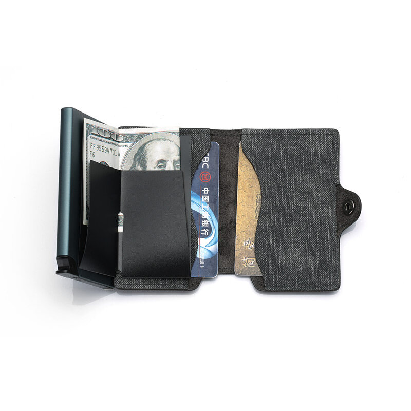 Zovyvol benutzer definierte Name Kreditkarten halter Brieftasche RFID Blocking Aluminium Box Karten halter Business Hasp Karten etui Männer Leder Brieftasche