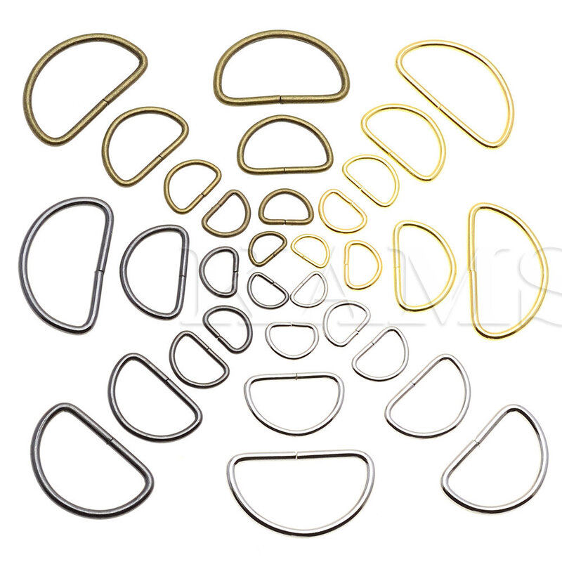 10pcs/pack D Ring Metal Ring Metal Clasp Belt Buckle Leather hardware bra hook Package accessories Webbing 10mm-38mm