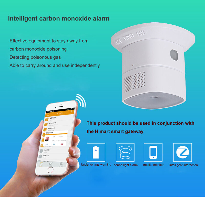 Uso in cucina rilevatore di monossido di carbonio zigbe3.0 allarme Gas CO compatibile con SmartThing e Deconz e Home Assistant