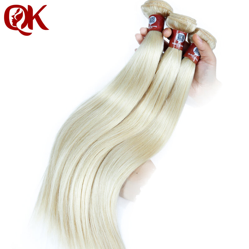 Пряди бразильских прямых волос QueenKing, волнистые, платиновый блонд #60, цвет Реми, 12-28 дюймов