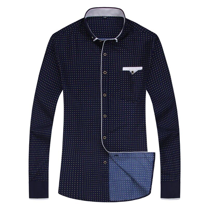 Camisa de manga larga con estampado de moda para hombre, camisa con botones, costura, bolsillo, diseño, tela suave y cómoda, vestido ajustado, 4XL, 8XL