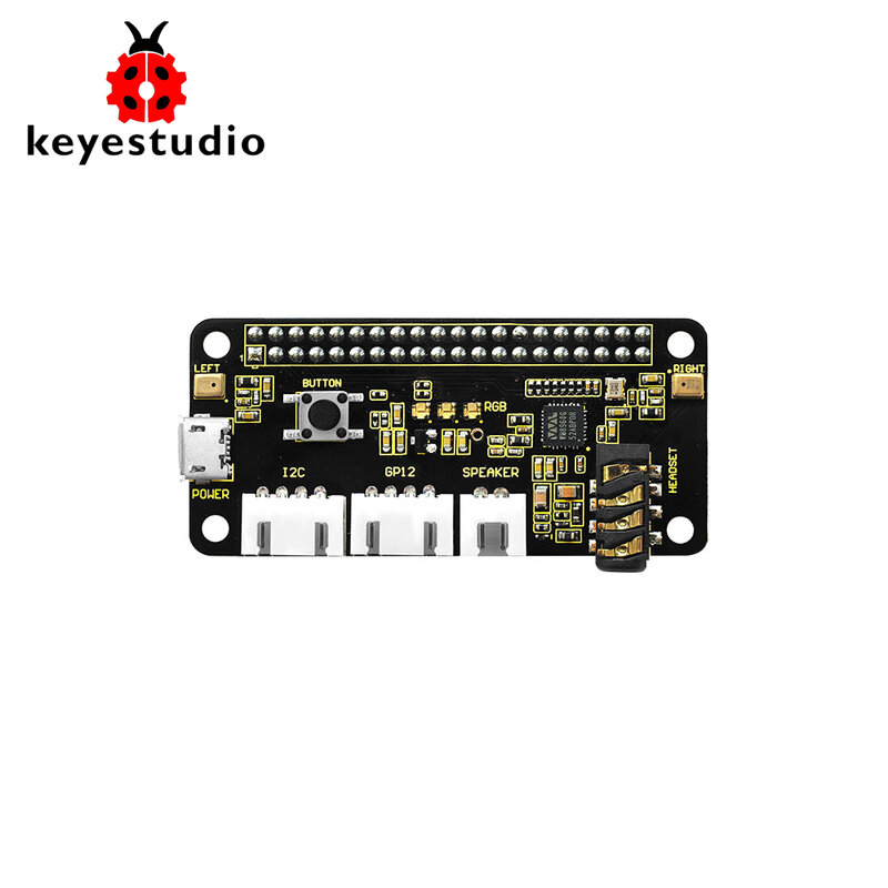 Keyestudio-ReSpeaker Pi HAT V1.0 Placa de Expansão, Raspberry Pi 4B + CE Compatível, W B + 3B + 3B + 3B, 2 Mic