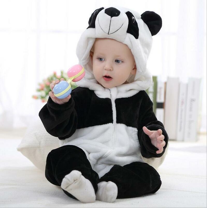 Pagliaccetti del bambino ciao kitty del bambino vestiti delle ragazze Con Cappuccio pigiama mameluco bebe Panda inverno animale costumi roupa de bebe dropshipping