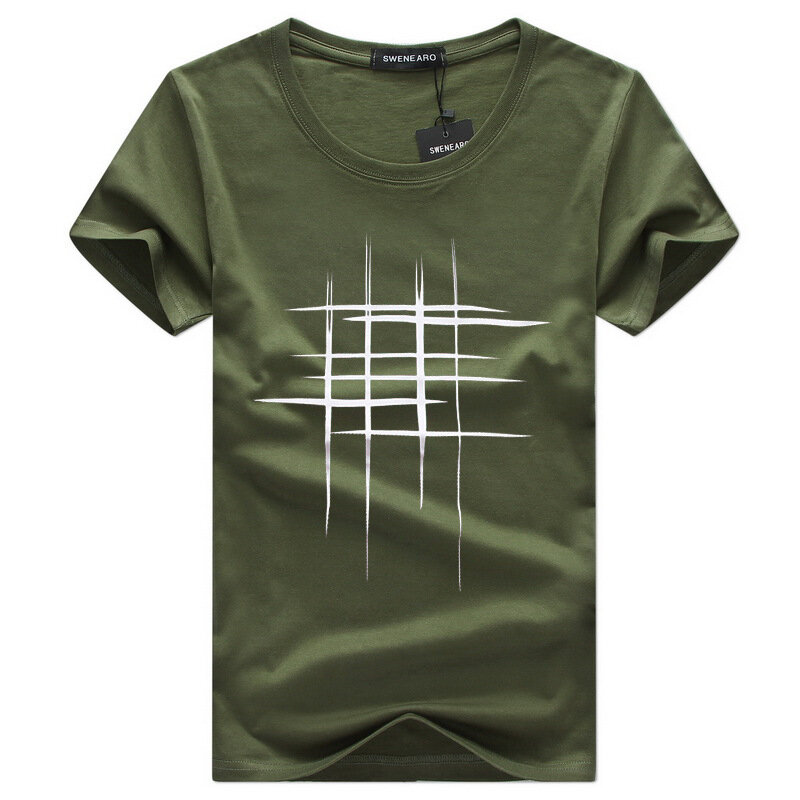 SWENEARO Simples Linha de Design Criativo Estilo Cruz Impresso Camisetas de Algodão de Verão Dos Homens de Manga Curta Homens Cobre T Camisetas Hombre
