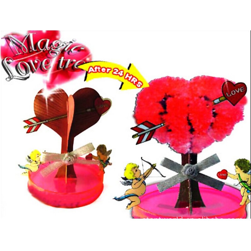 Visual 2019 7x7cm DIY papel de crecimiento mágico grande rojo árbol de amor Kit mágicos árboles de cerezo caliente navidad niños juguetes para niños 2 uds.