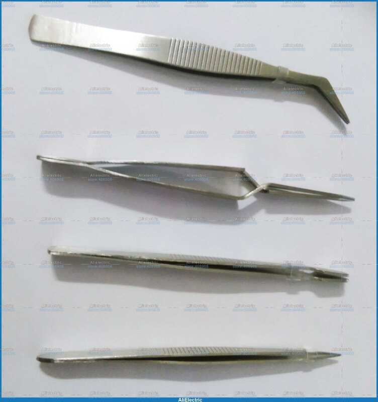 1 set, 4 PCS perhiasan IC SMD SMT pinset Stainless Steel plier, Alat anti-statis magnet 12 cm panjang