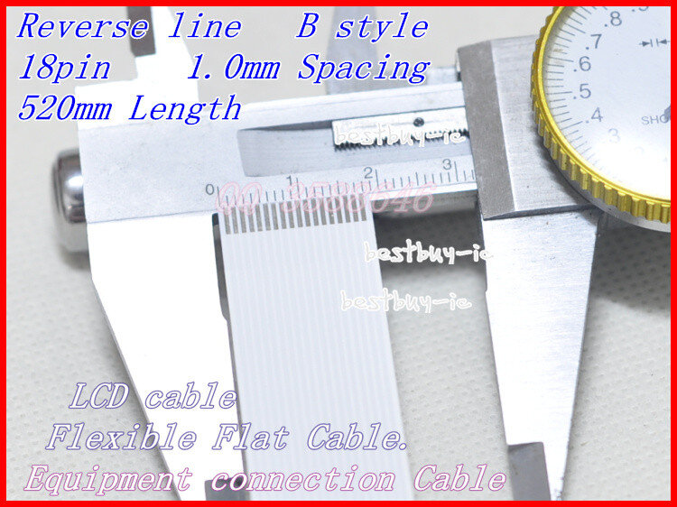 1.0mm Afstand + 520mm Lengte + 18Pin B/Reverse lijn Soft draad FFC Flexibele Platte Kabel. 18 P * 1.0B * 520 MM
