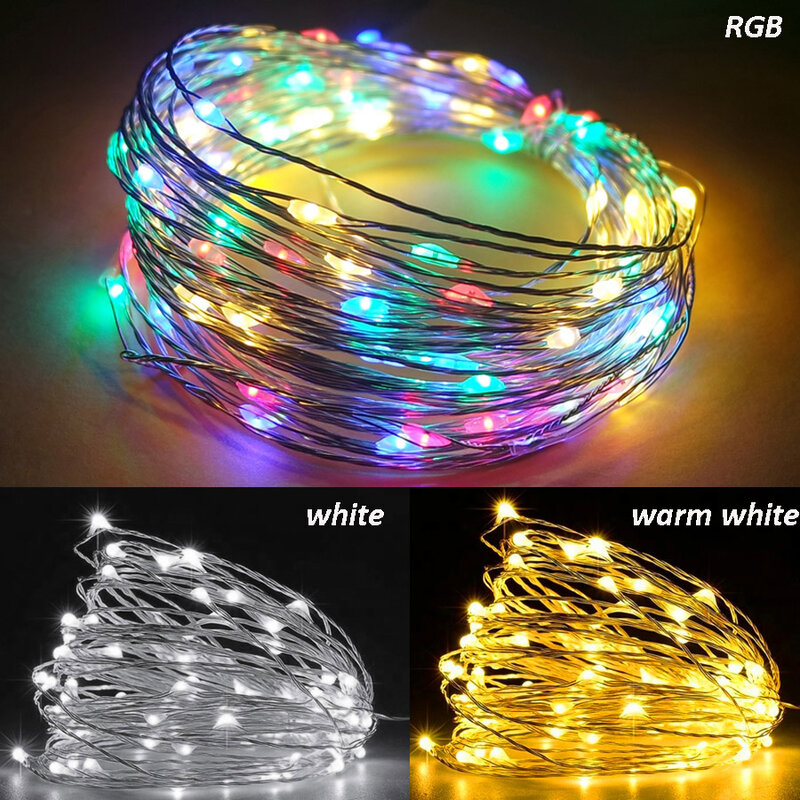 RGBLED String Copper Wire led string lights waterproof strip lamp 1m/3m/5m bulbs outdoor for Christmas Wedding Home Party