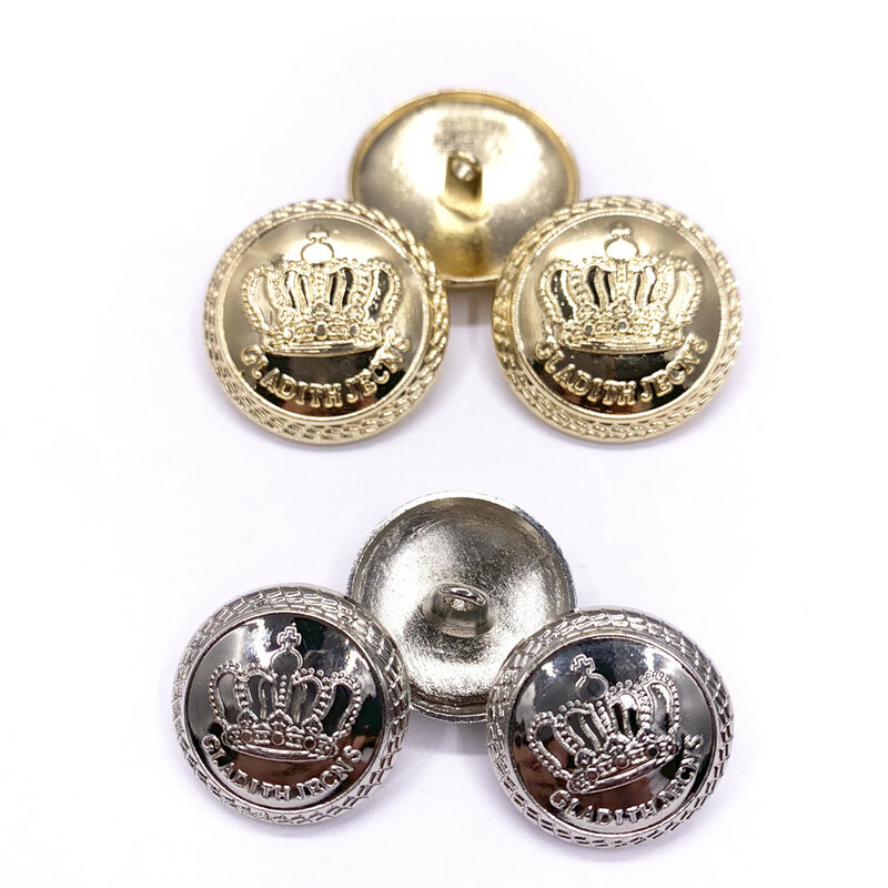 Couronne métal bouton or ou argent colorz pull manteau décoration boutons accessoires bricolage 10 Pcs/Lot JS-0001