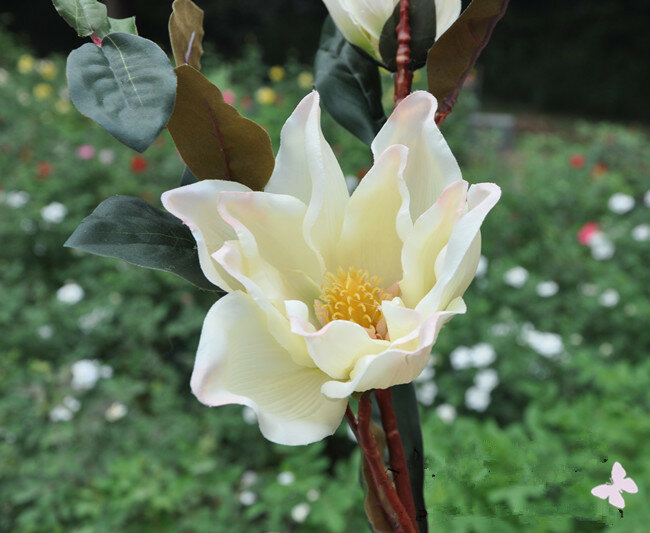 Venta de fábrica] flor Artificial de magnolia, flor Artificial de imitación, boda, apertura de casa con