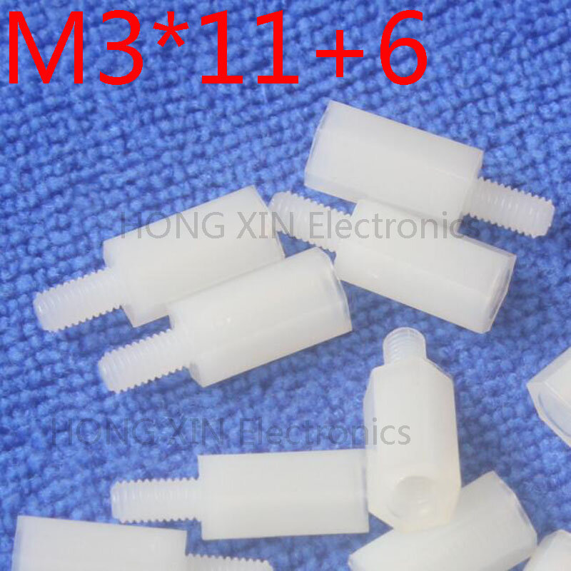 M3 * 11 + 6 bianco 1 pz 11mm Nylon Standoff Spacer Kit Standard M3 Maschio-femmina Standoff kit Di riparazione del PC di Alta Qualità strumento