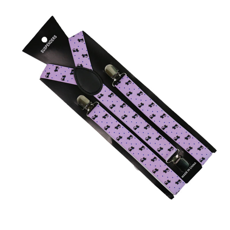 ปรับ Elasticated 2.5 ซม. สัตว์พิมพ์สายรัด Unisex ผู้ชายผู้หญิง Y - Shape ยืดหยุ่น 3 คลิป Suspenders