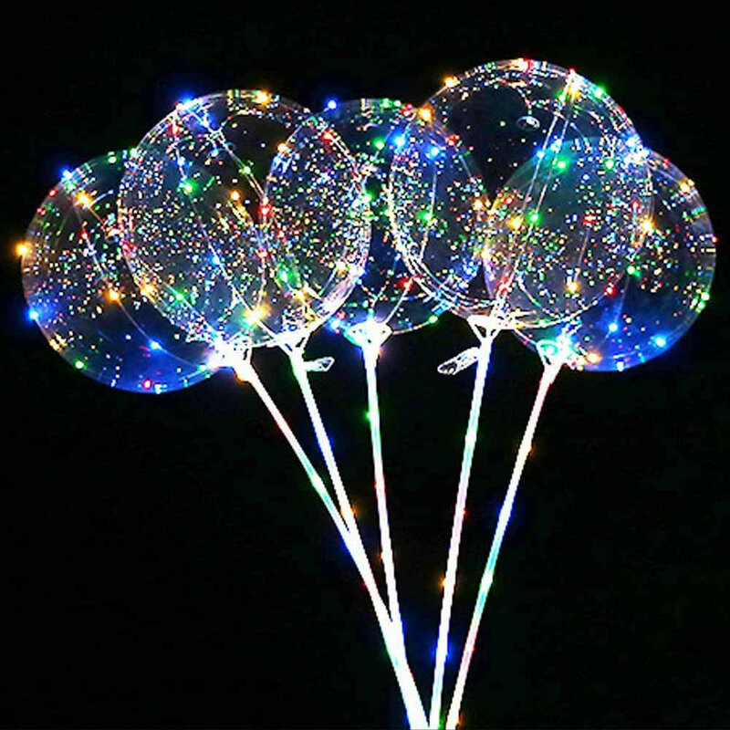 Reutilizável luminoso led balão transparente redondo bolha decoração festa de casamento l0308